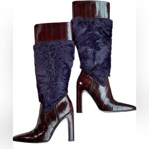 Dolce & Gabbana VERY RARE Eel Skin & Fur Knee High Boots (mc)